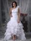 Elegant Mermaid One Shoulder Floor-length Chiffon Beading and Ruch Wedding Dress