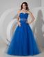 New Blue A-line Sweetheart Prom / Evening Dress Tulle Beading and Ruch Floor-length