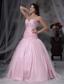 Baby Pink A-line Sweetheart Floor-length Tulle and Taffeta Beading Prom Dress