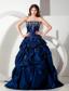 Informal Royal Blue A-line Strapless Floor-length Taffeta Appliques Prom Dress