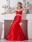 Red Mermaid Sweetheart Beading Prom Dress Floor-length Taffeta
