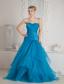 Low Price Teal Color Mermaid Prom Dress Sweetheart Brush Train Appliques