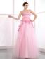Pink Sweetheart Taffeta and Tulle Prom Dress with Appliques