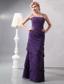 Unique Dark Purple Column Straps Prom Dress Floor-length Chiffon Ruffled Layers