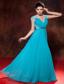 Elegant Teal Prom Dress Empire V-neck Beading and Pleat Floor-length Chiffon