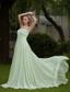 Apple Green Empire Strapless Court Train Chiffon Prom Dress