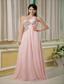 Baby Pink Prom Dress For Custom Made Empire Asymmertrical Chiffon Beading Floor-length