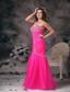 Custom Made Hot Pink Prom / Evening Dress Mermaid Sweetheart Organza Beading Floor-length