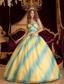 Ombre Color Ball Gown Sweetheart Floor-length Beading Organza Quinceanera Dress