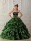 Green Ball Gown Sweetheart Floor-length Organza Beading Quinceanera Dress