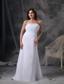 Elegant White Column Strapless Prom / Celebrity Dress Chiffon Beading and Ruch