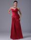 Wine Red Column V-neck Prom Dress With Ruched Decorate Bust In Branford Connecticut