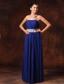 Blue Chiffon Appliques Decorate Waist Strapless Custom Made 2013 New Arrival Prom Gowns With Lace Up Back