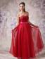 Red Empire Sweetheart Floor-length Organza Beading Prom / Evening Dress