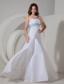 White Column Strapless Floor-length Chiffon Beading and Ruch Prom Dress