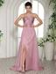 One Shoulder High Slit Lavender 2013 Prom Dress With Ruch and Beading