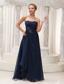 Modest Strapless Navy Blue Chiffon For Prom / Evening Dress Beaded Decorate Waist
