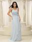 Straps Ruched Bodice and Hand Made Flowers Baby Blue Prom Dress In New York