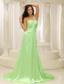 Beaded Decorate One Shoulder Ruched Bodice For Yellow Green 2013 Prom Dress