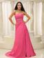 Rose Pink Sweetheart Ruched Bodice Satin Appliques For Prom Dress