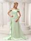 Off The Shoulder Yellow Green Prom / Evening Dress For 2013 Taffeta and Brush Train