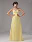Detroit Yellow Custom Made Sweetheart Chiffon Prom Dress With Beaded Decorate