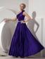 Purple Empire One Shoulder Ankle-length Elastic Woven Satin Beading Prom Dress