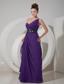 Purple Column One Shoulder Floor-length Chiffon Beading Prom Dress