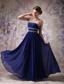 Blue Empire Strapless Floor-length Chiffon Beading Prom Dress