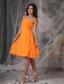Sweet Orange Strapless Short Prom Dress Chiffon Handle Flowers Knee-length