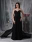 Black Empire Sweetheart Watteau Train Chiffon Beading Prom / Evening Dress