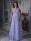 Lilac Empire Square Brush Train Chiffon Beading and Ruch Prom / Evening Dress