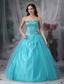 Beautiful Aque Blue A-line Sweetheart Quinceanera Dress Tulle Beading Floor-length