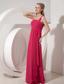 Coral Red Column One Shoulder Floor-length Chiffon Ruch Prom Dress