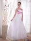 White A-Line / Princess Sweetheart Floor-length Tulle and Taffeta Beading and Rhinestones Prom / Evening Dress