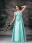 Apple Green Empire One Shoulder Floor-length Taffeta Beading Prom / Evening Dress
