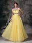 Yellow Empire Sweetheart Floor-lenth Tulle Beading Prom / Evening Dress