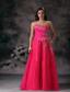 Red A-line Sweetheart Floor-length Organza Beading Prom Dress