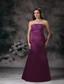 Purple Column Elegant Prom Dress Strapless Taffeta Beading Floor-length