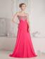Coral Red Empire Sweetheart Beading Prom Dress Floor-length Chiffon