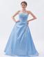 Baby Blue A-line / Sheath Strapless Floor-length Taffeta Appliques Prom Dress