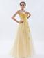 Champagne A-line / Princess Sweetheart Floor-length Organza Embroidery Prom Dress