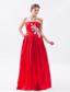 Red Column / Sheath Strapless Floor-length Taffeta Appliques Prom Dress