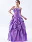 Purple A-line / Princess Strapless Floor-length Taffeta Embroidery Prom Dress
