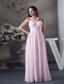 Beautiful Beading V-neck long Pink Column 2013 Prom Dress