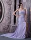 Custom Made Lilac Column Sweetheart Prom Dress Chiffon Beading Court Train