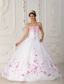 White Ball Gown Strapless Floor-length Satin and Organza Embroidery Quinceanera Dress