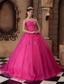Hot Pink A-line Sweetheart Floor-length Organza Beading Quinceanera Dress