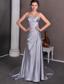 Sliver A-line Sweetheart Court Train Elastic Wove Satin Beading and Ruch Prom Dress