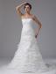 A-line Wedding Dress Ruffled Layers and Ruched Bodice Custom Made In Bakersfield California